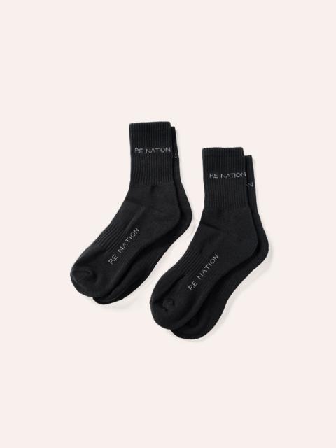 P.E NATION SIGNATURE SOCKS 2 PACK IN BLACK