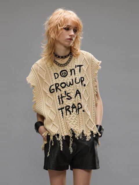 R13 CABLE SWEATER VEST - CREAM