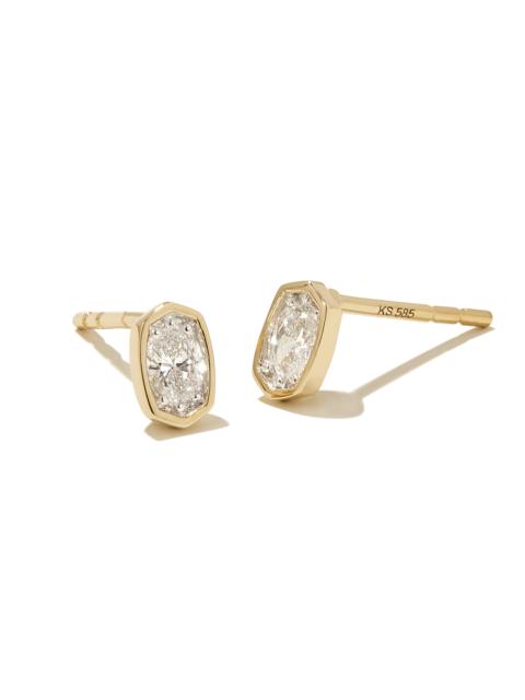 KENDRA SCOTT 0.22 ct Marisa 14k Yellow Gold Oval Solitaire Stud Earrings in White Diamond