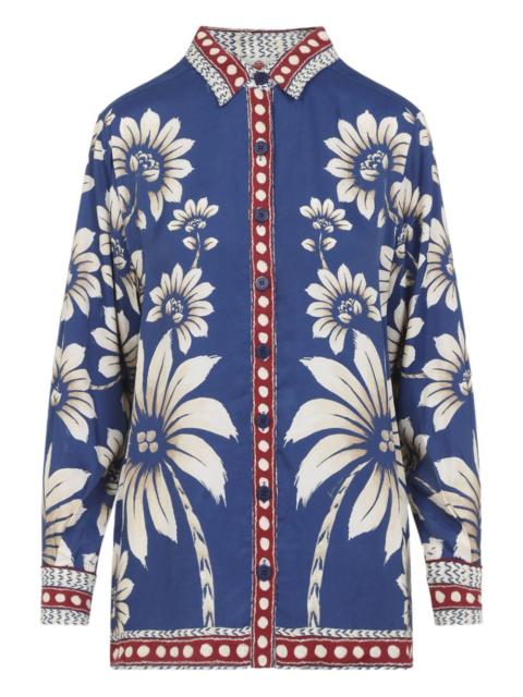 FARM RIO floral palm button-down top