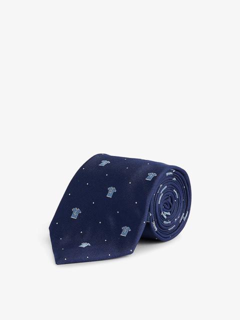 Sports shirt-embroidered silk tie