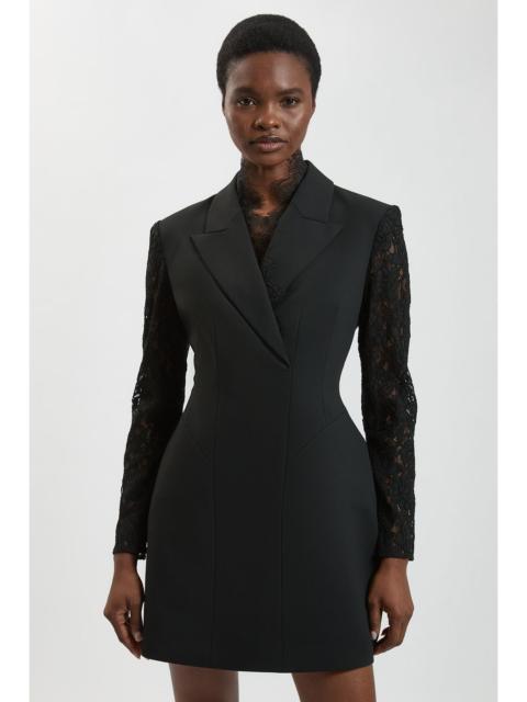 KAREN MILLEN Compact Stretch Lace Sleeve Blazer Mini Dress