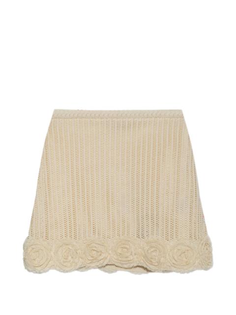 self-portrait floral-motif crochet-knit mini skirt