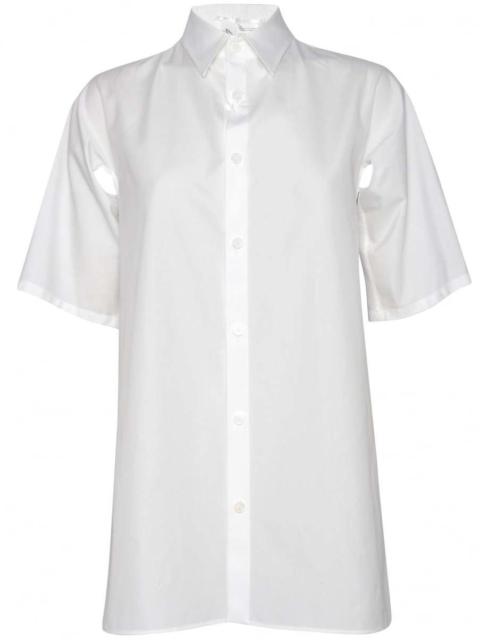 Yohji Yamamoto White Cut Out Button-Down Apron Shirt in White