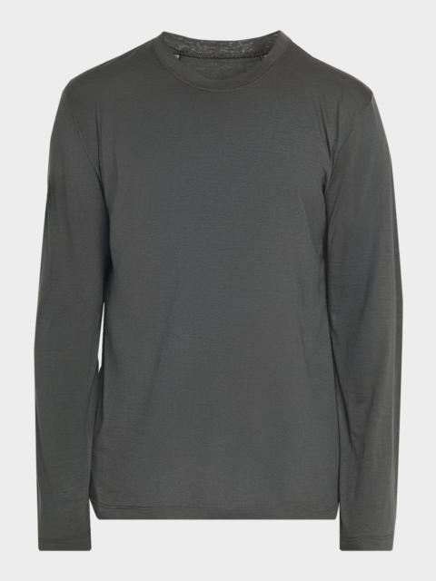 SEASE Men's Easy-Care Wool Jersey Long-Sleeve T-Shirt