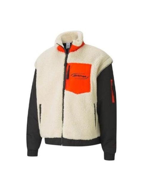 Puma x Attempt Sherpa Fleece Jacket 'Beige Black Orange' 598257-01