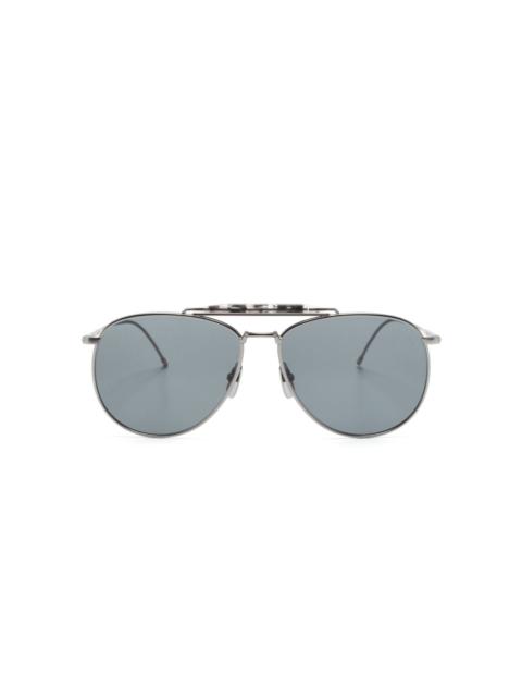 Thom Browne double-bridge pilot-frame sunglasses