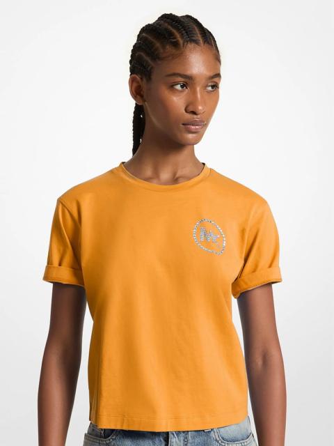 MICHAEL KORS Embellished Logo Organic Cotton T-Shirt