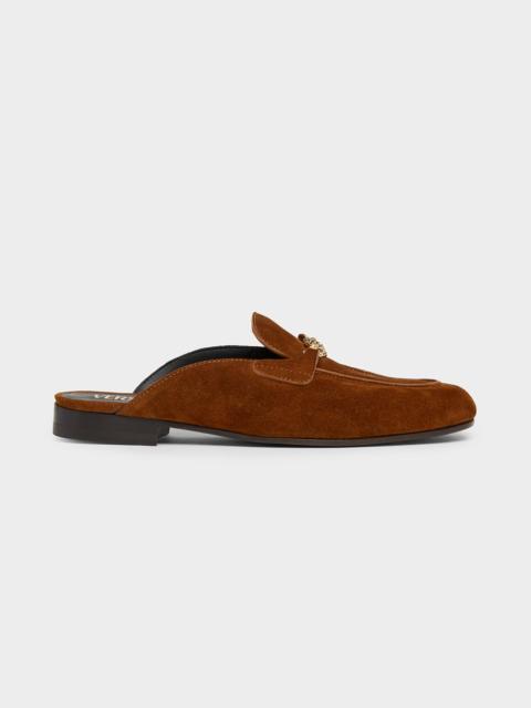 VERSACE 20mm Medusa Suede Loafer Mules