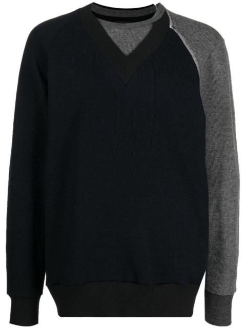 Kolor patchwork-design knitted jumper