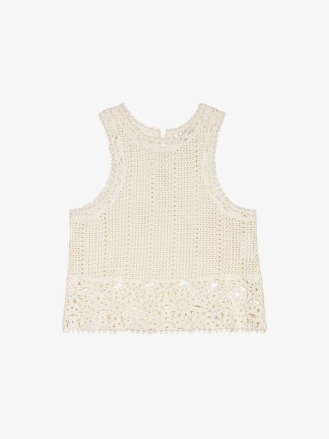 maje Sleeveless Floral-Pattern Crochet-Knit Top