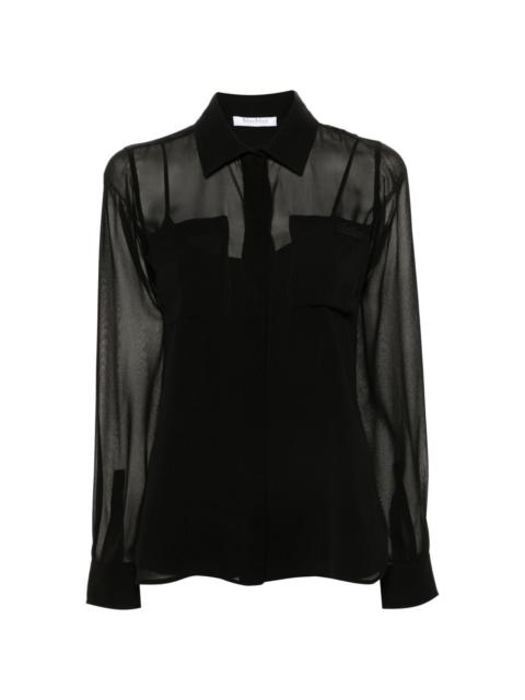 spread-collar silk shirt