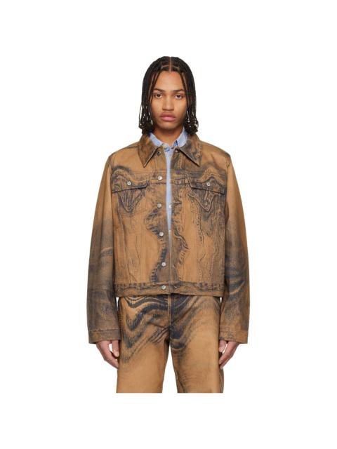 CAMPERLAB Brown Distorted Print Denim Jacket