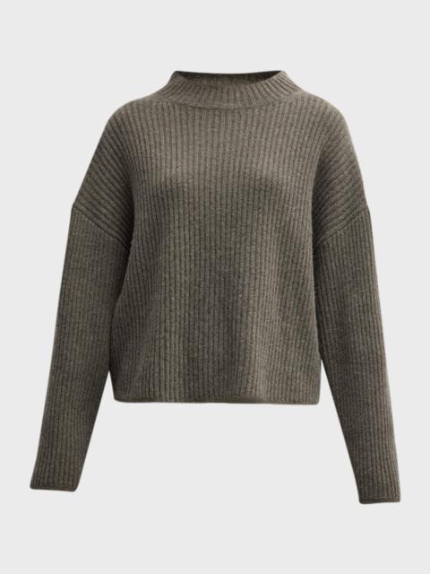 NILI LOTAN Idesia Mock-Neck Long-Sleeve Ribbed Sweater