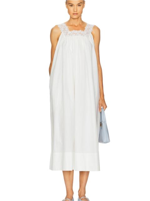 HELSA Midi Dress With Lace in Tech Poplin