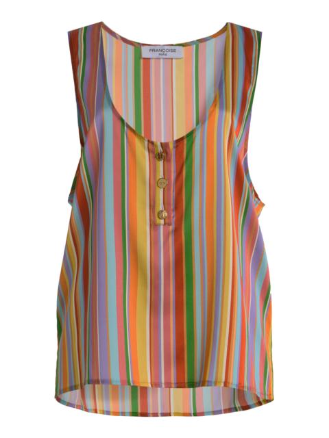 FRANÇOISE Exclusive La Isla Poppy Silk Satin Tank Top