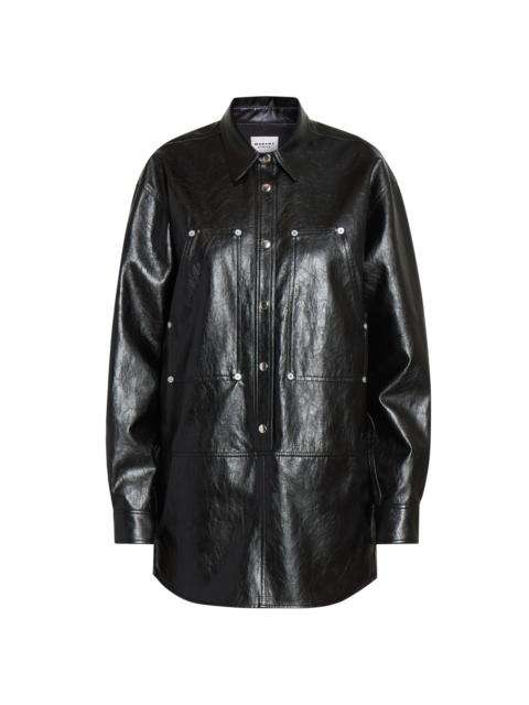Isabel Marant Étoile Women's Ayali Faux-Leather Shirtdress - Black