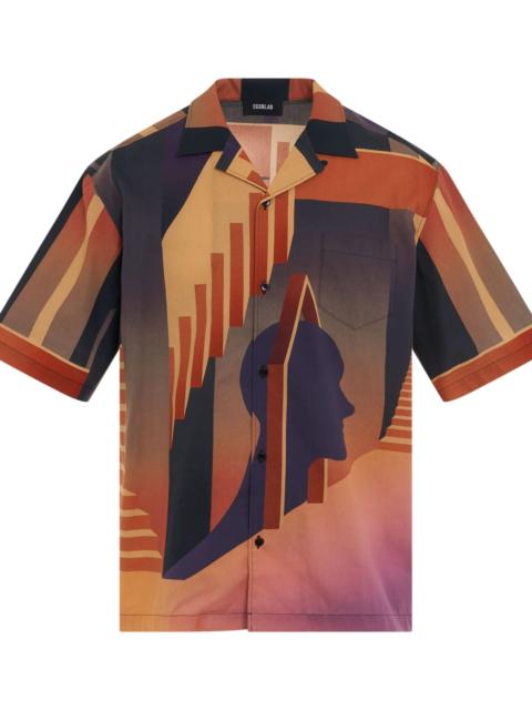 EGONLAB Graphic Bowling Shirt in Warm Desert