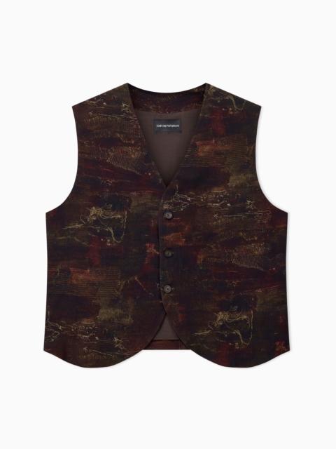 EMPORIO ARMANI CUPRO TWILL WAISTCOAT WITH ALL-OVER PRINT