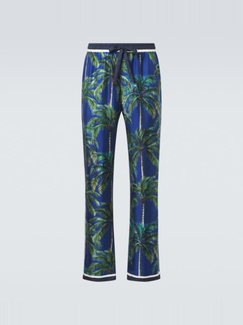 Dolce & Gabbana Printed silk twill straight pants