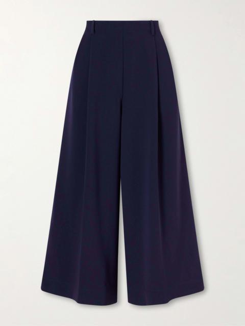 LESET Arielle Pleated Cropped Cady Wide-leg Pants