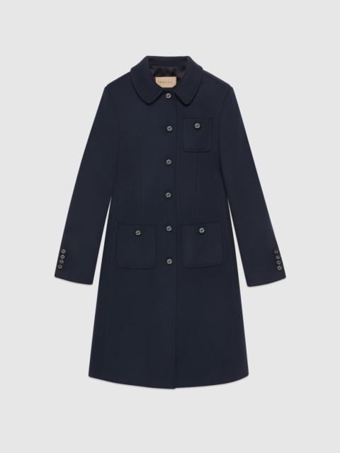 Horsebit single-breasted wool coat