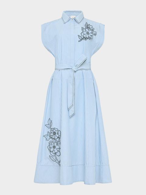 Cinq à Sept Callie Pinstripe Floral Midi Dress
