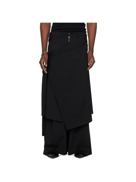 LU'U DAN Black Apron Midi Skirt