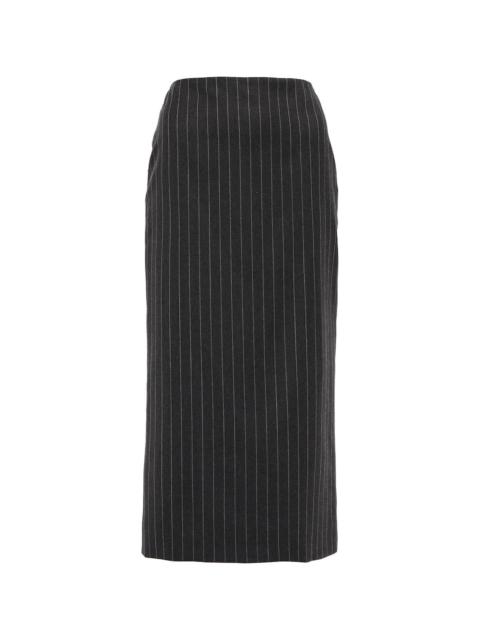 VERSACE Pinstriped wool midi skirt