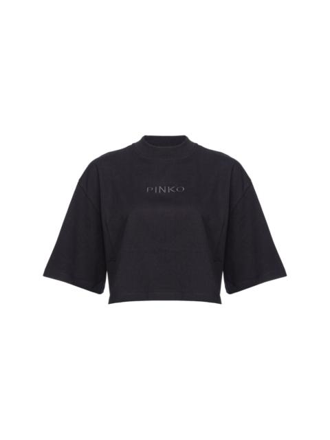 logo-embroidered cotton cropped T-shirt