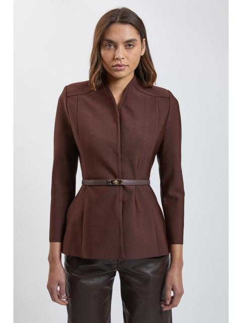 KAREN MILLEN Bandage Studded Belt High Neck Wrap Blazer
