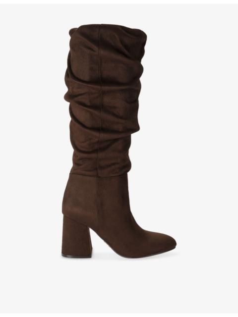 STEVE MADDEN Barrels Heeled Faux-Suede High-Leg Boots
