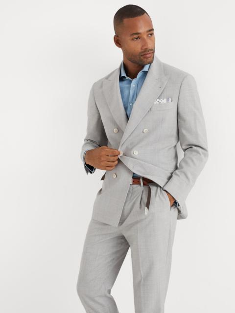 One-and-a-half-breasted blazer in natural comfort virgin wool fresco