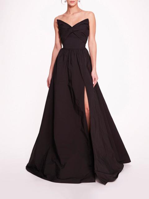 PLEATED TAFFETA GOWN