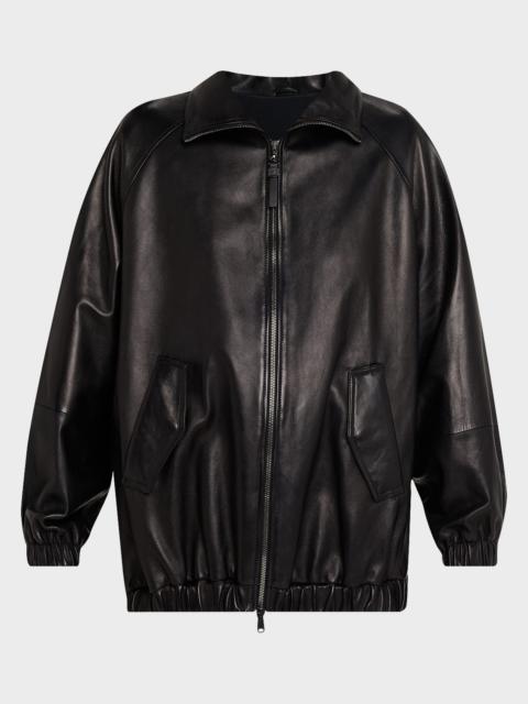 Brunello Cucinelli Leather Zip-Front Jacket