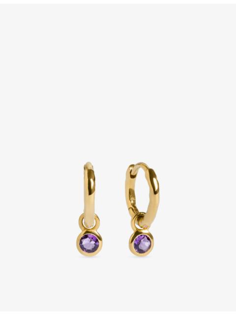 MONICA VINADER February Birthstone 18ct Yellow-Gold Vermeil and Amethyst Huggie Earrings