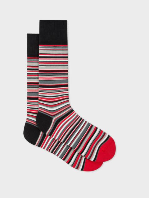Paul Smith Paul Smith & Manchester United - Red 'Signature Stripe' Socks