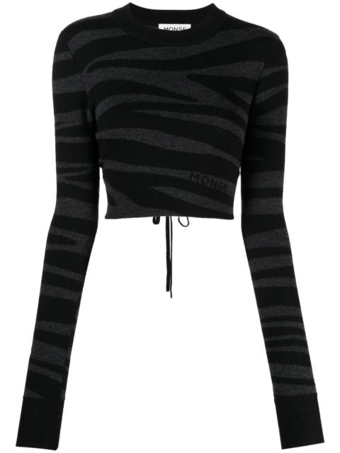 zebra-knit cropped jumper