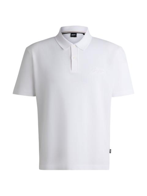 BOSS MERCERIZED-COTTON POLO SHIRT WITH SCRIPT LOGO