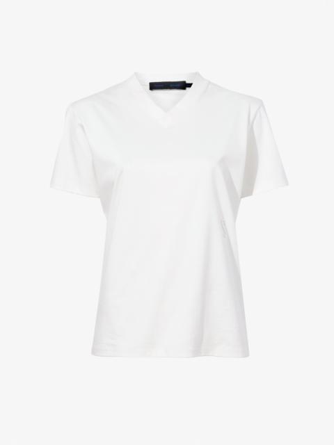 Proenza Schouler Talia Monogram V-Neck T-Shirt in Eco Cotton Jersey