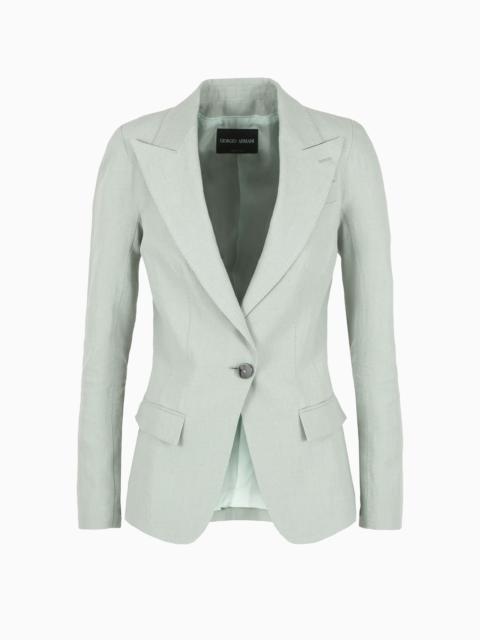 GIORGIO ARMANI Single-breasted linen jacket