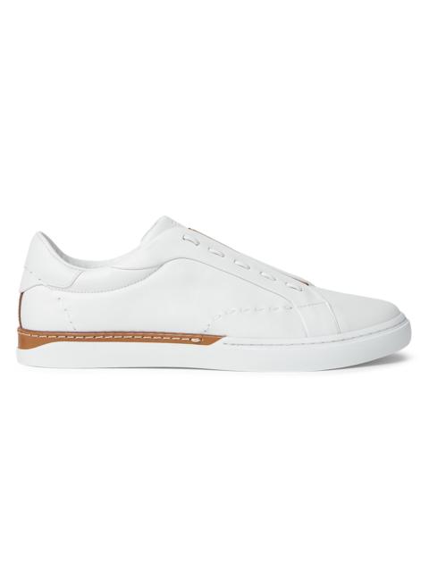FENDI Men Vitello Leather Slip-On Sneakers - White