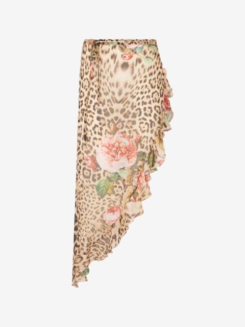 Roberto Cavalli Jaguar Roses Print Sarong
