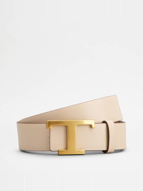 T TIMELESS REVERSIBLE BELT IN LEATHER - BROWN, NATURAL