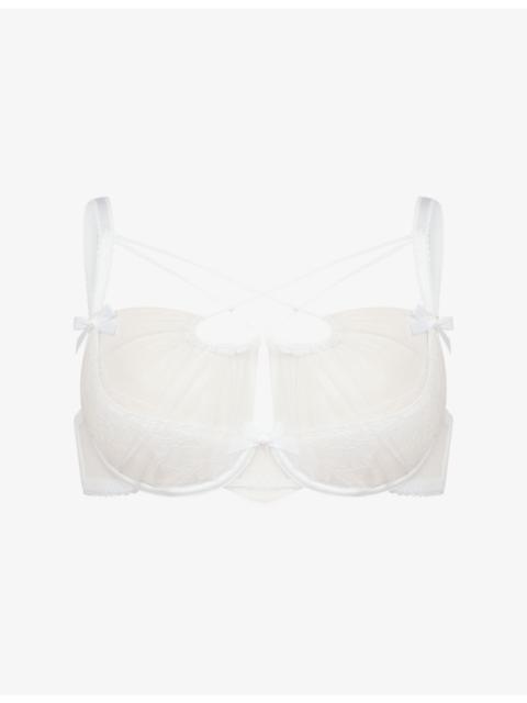 Agent Provocateur Halley High-Neck Satin And Lace Demi Bra