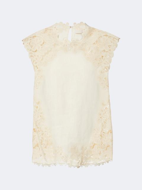 ULLA JOHNSON Amelie crochet-trimmed linen top