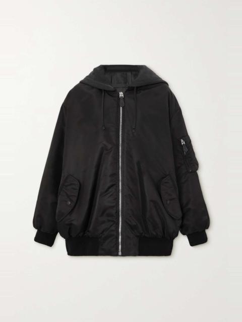 Oversized hooded jersey and shell bomber jacket