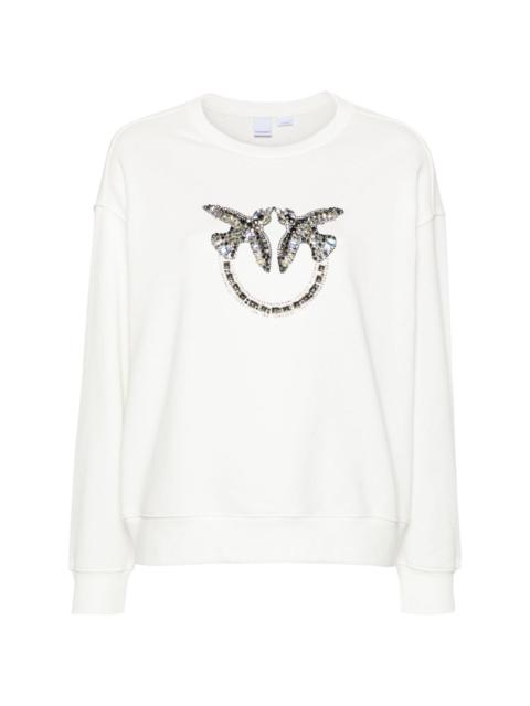 PINKO Love Birds-beaded cotton sweatshirt