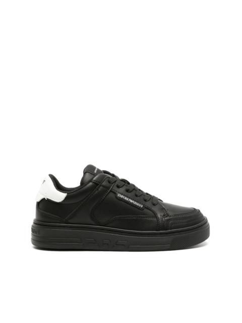 EMPORIO ARMANI logo-print leather sneakers