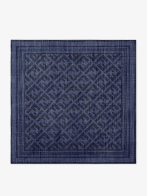 FENDI Bandana Blue FF wool and silk bandana